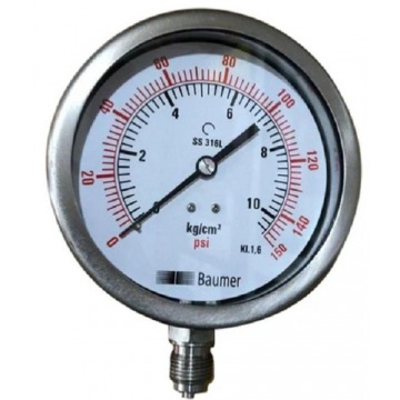 3MM Round Bottom Mount Analog Pressure Gauge For Oil Refineries Petro Chemical Plants