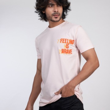 Feeling is brave slim fit graphic embroidery print