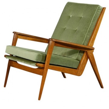 Pair of European Oak Vintage Mid-Century Modern Lounge Chairs