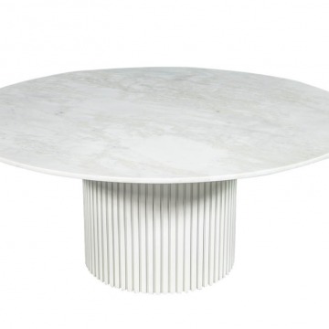 Custom Round White Marble Top Dining Table